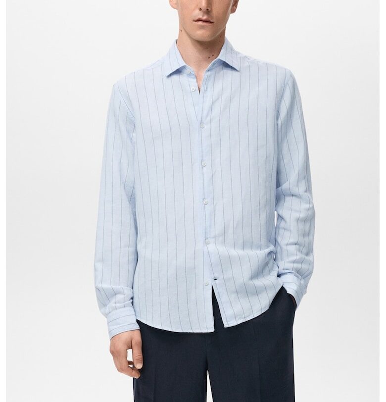 Раирана риза от лен и памук Mango