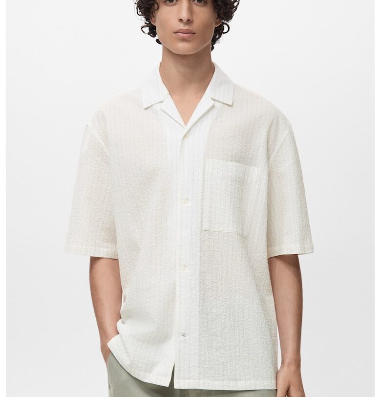 Раирана риза с джоб на гърдите Mango