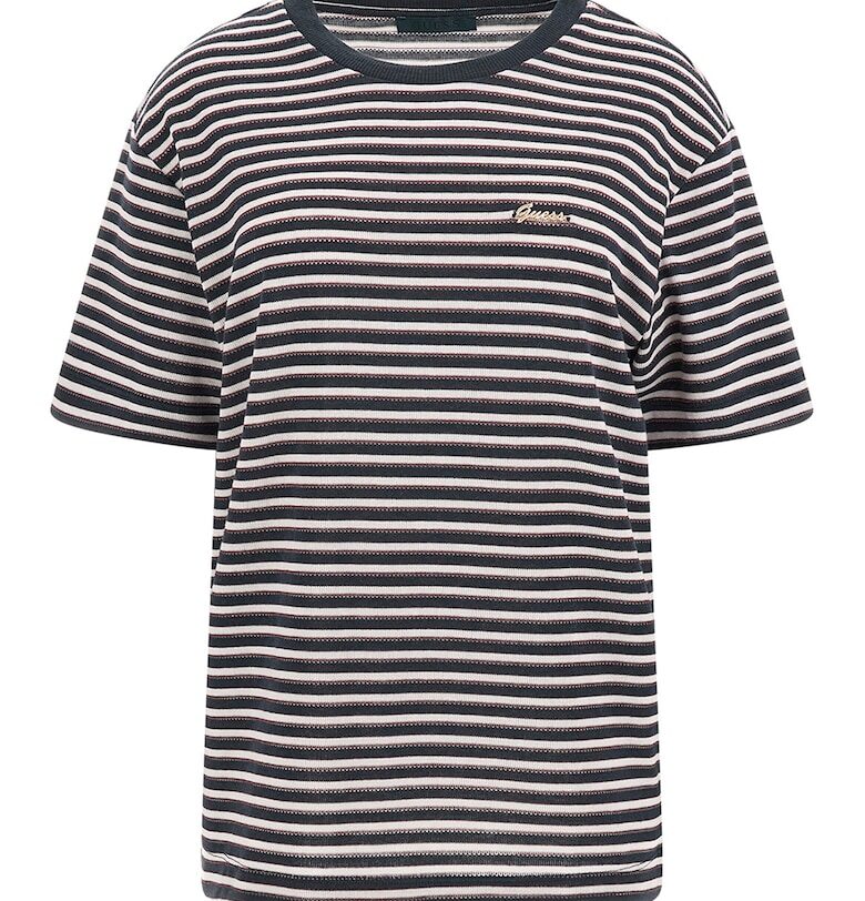 Раирана тениска с лого GUESS