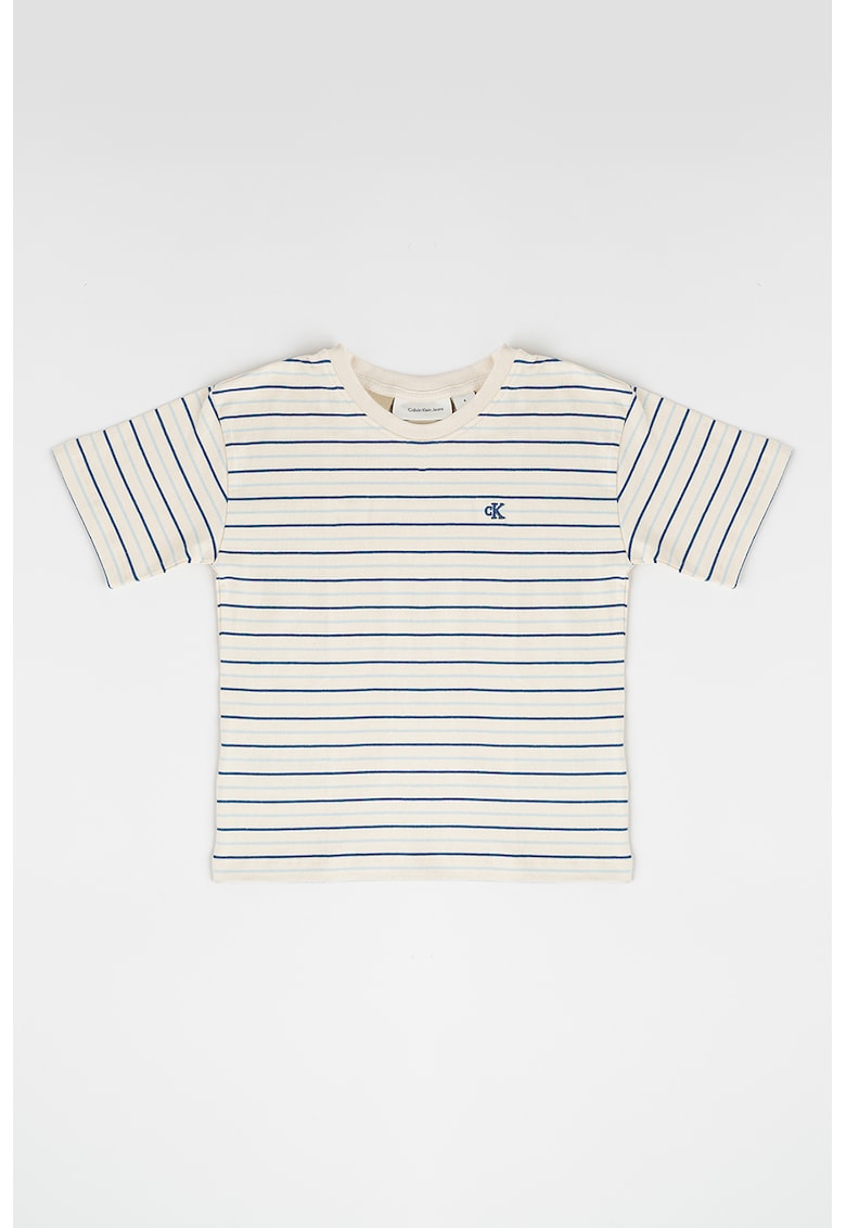 Раирана тениска с релефен монограм CALVIN KLEIN