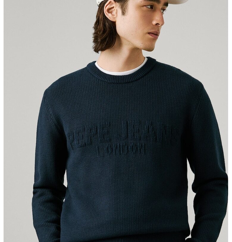 Релефен пуловер с релефно лого Pepe Jeans London