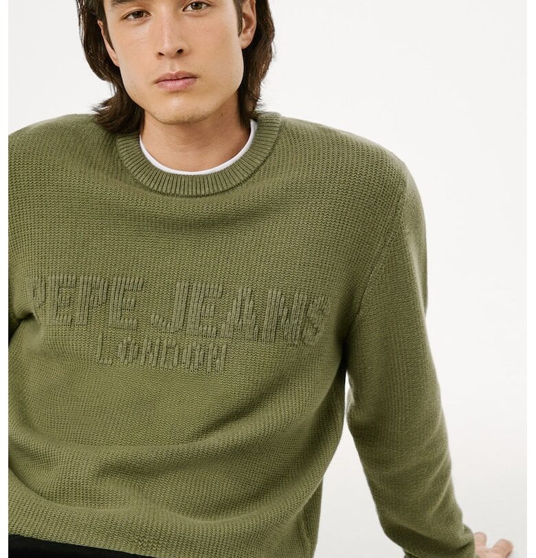Релефен пуловер с релефно лого Pepe Jeans London