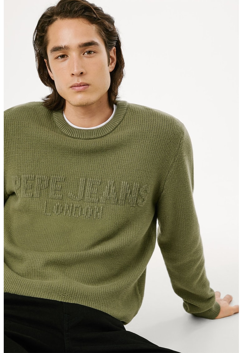 Релефен пуловер с релефно лого Pepe Jeans London