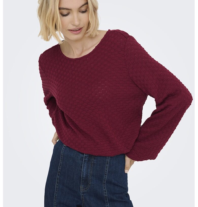 Релефна блуза с бухнали ръкави Only