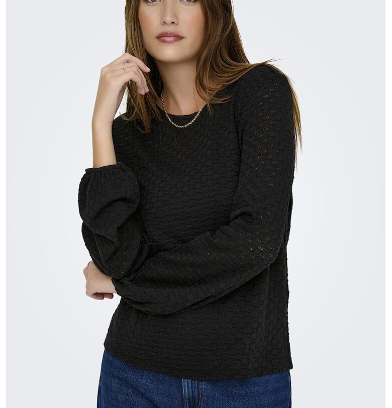 Релефна блуза с бухнали ръкави Only