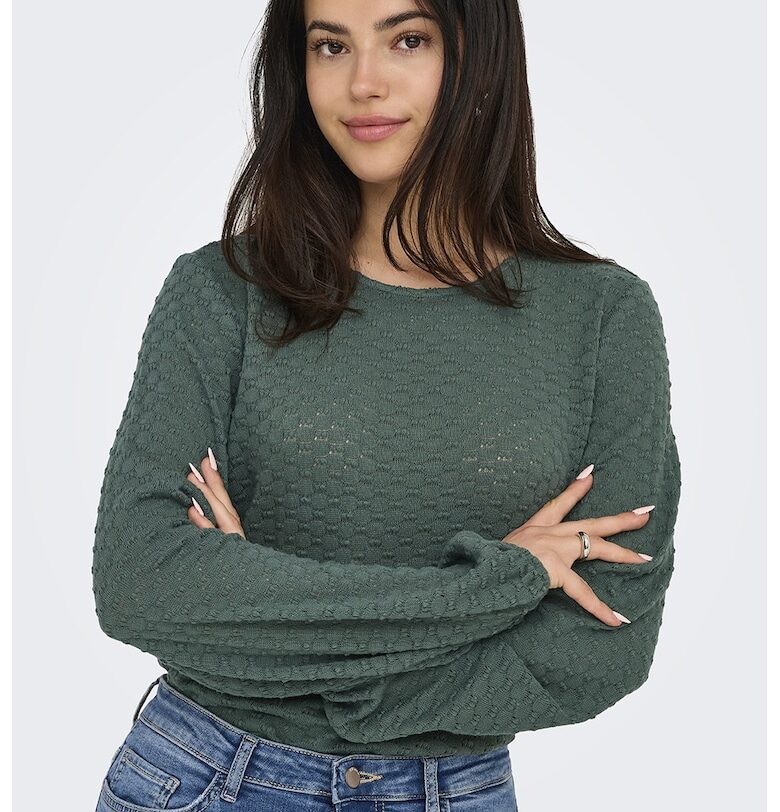 Релефна блуза с бухнали ръкави Only