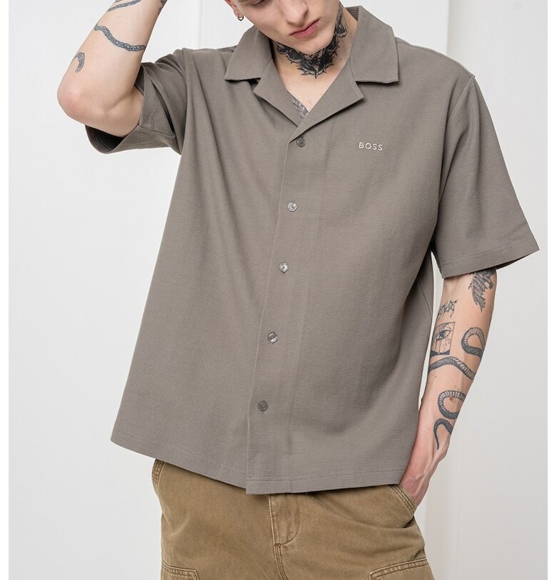 Релефна риза с къси ръкави BOSS