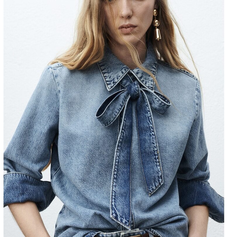 Риза от деним с копчета Mango