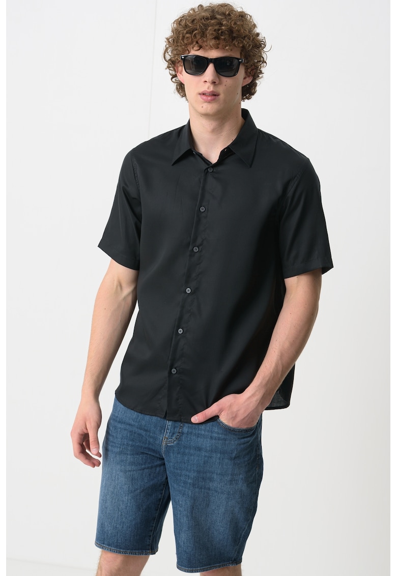 Риза от лиосел с къси ръкави ARMANI EXCHANGE