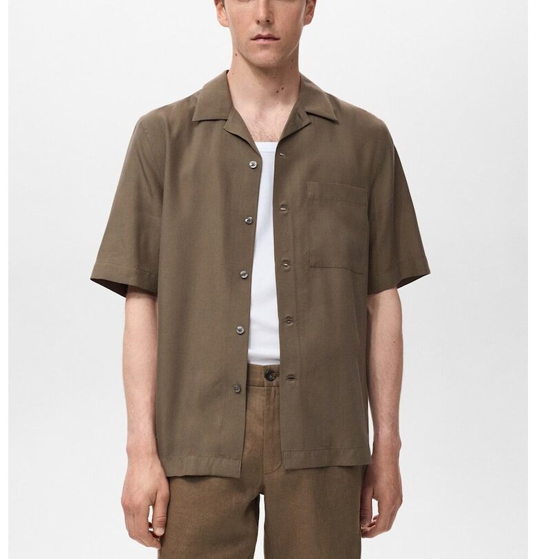 Риза от лиосел с къси ръкави Mango