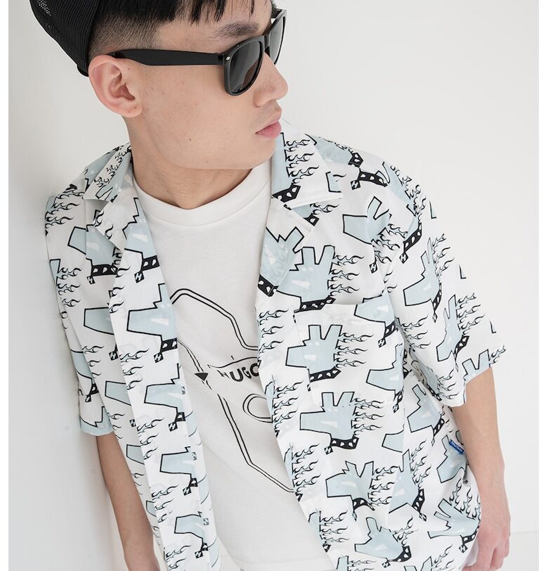 Риза от памук с къси ръкави HUGO