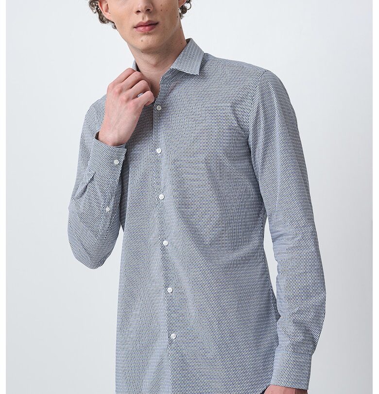 Риза Keno с дълги ръкави и десен HUGO