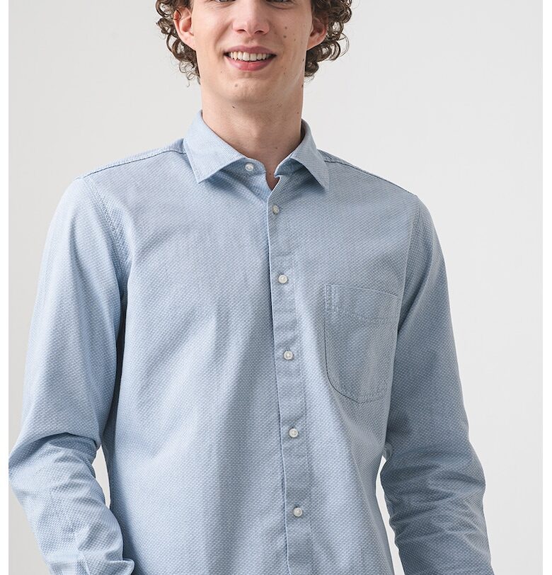 Риза с дълги ръкави и джоб на гърдите BOSS