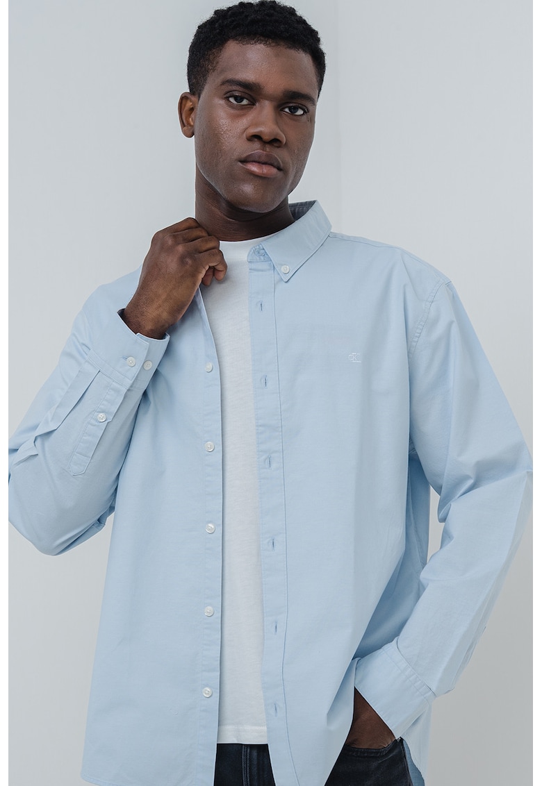 Риза с памук с копчета на яката CALVIN KLEIN JEANS