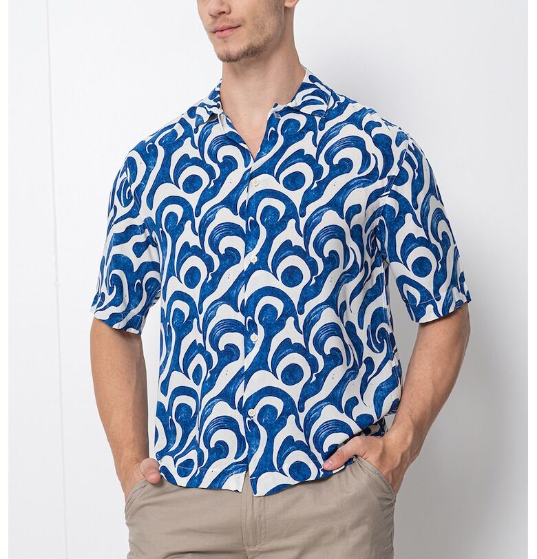 Риза с къси ръкави и шарка на вълни OVS