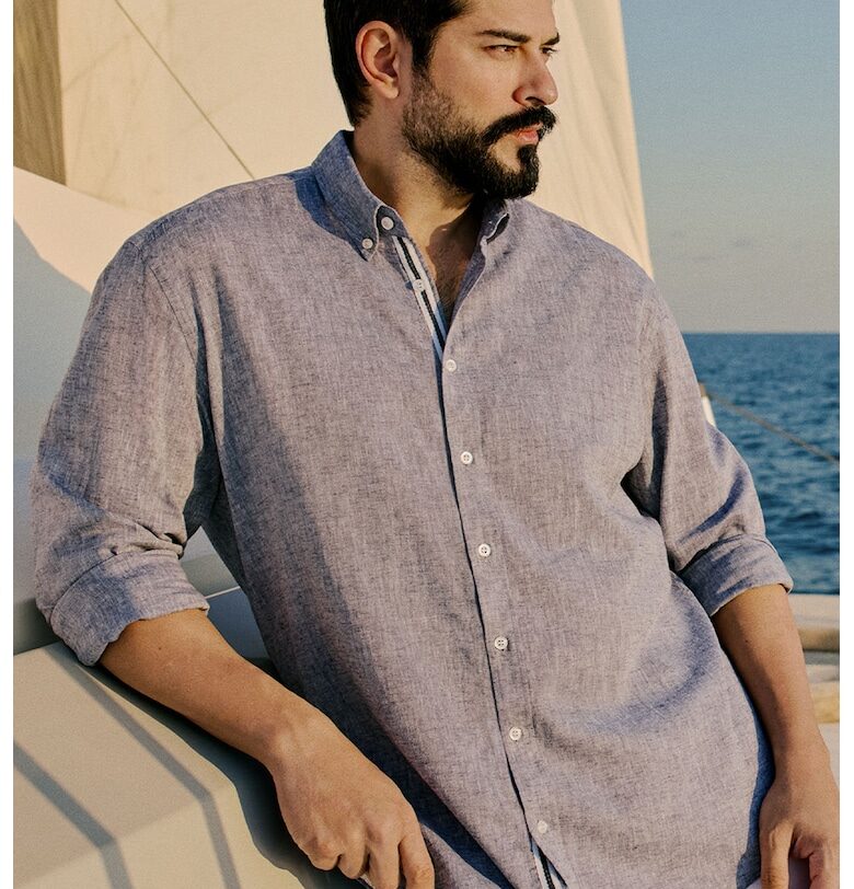 Риза с лен и копчета на маншетите ACCo