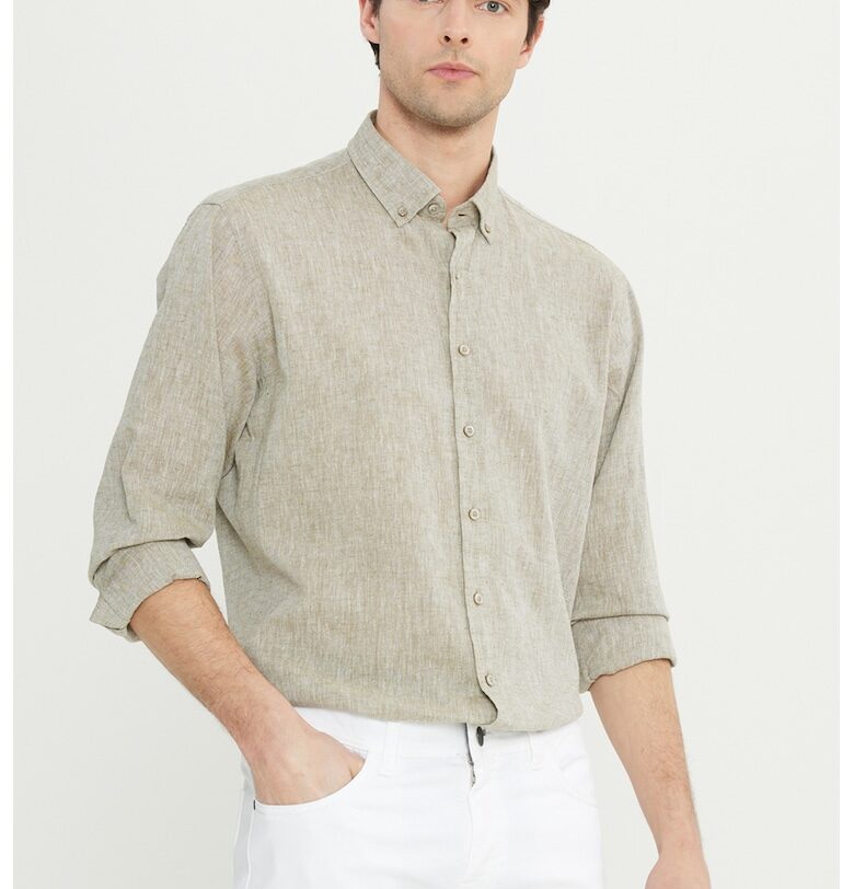 Риза с лен и копчета на маншетите ACCo