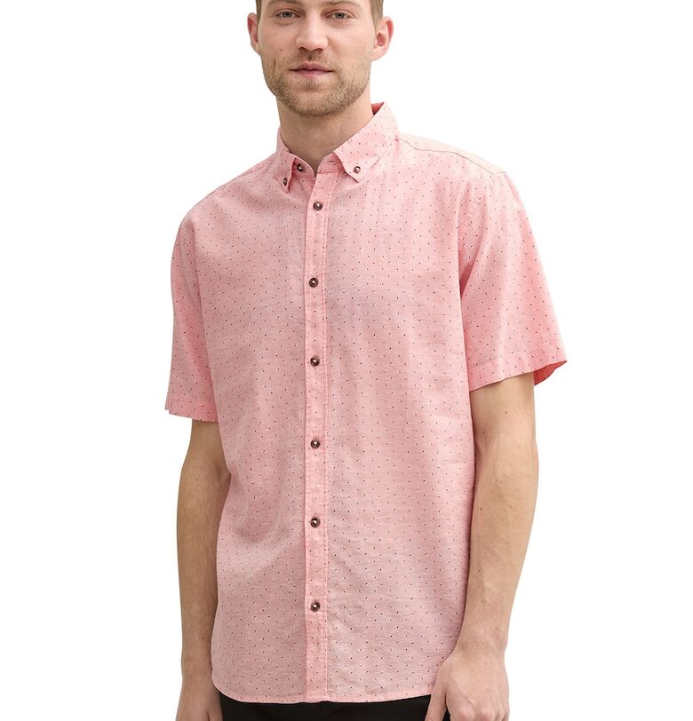 Риза с лен с къси ръкави Tom Tailor