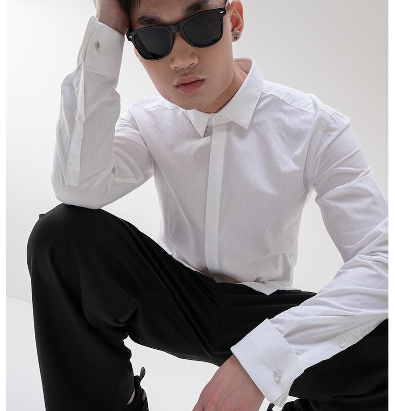 Риза с модал с дълги ръкави HUGO