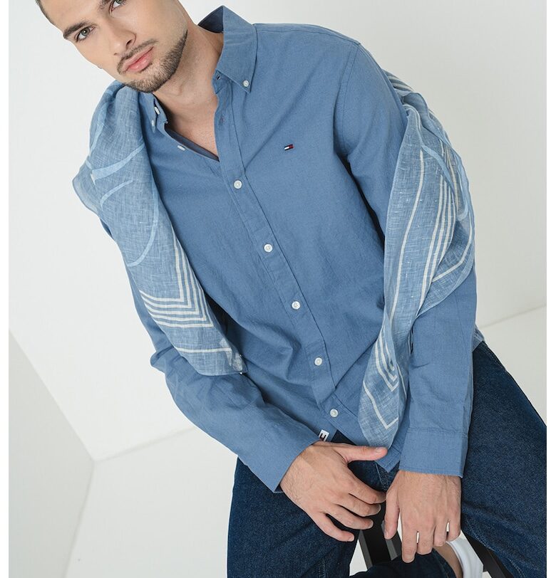 Риза с органичен памук и лен Tommy Jeans