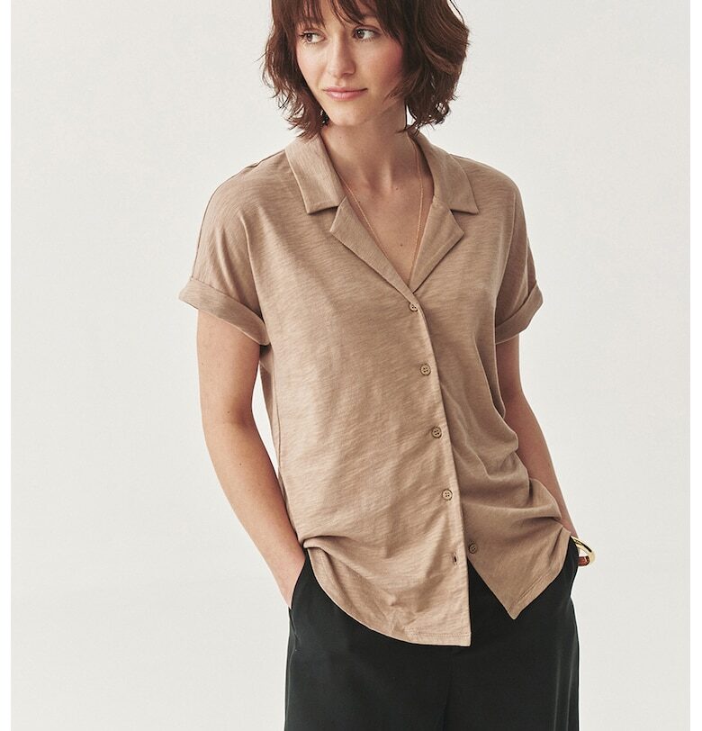 Риза с памук - Светлокафяв - Tatuum