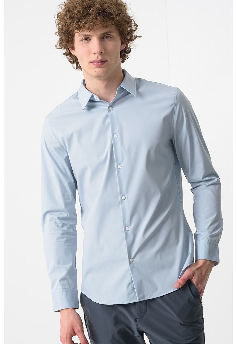 Риза с памук с остра яка CALVIN KLEIN