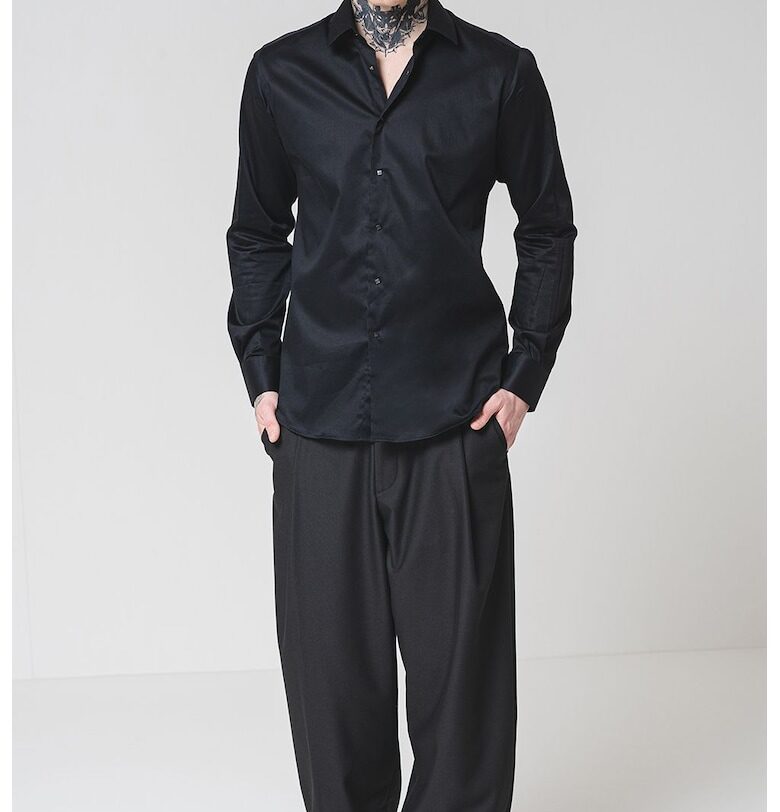 Риза с памук с остра яка Karl Lagerfeld