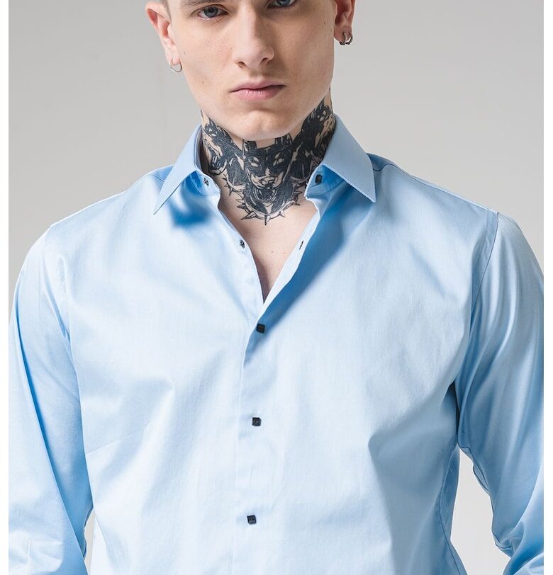 Риза с памук с остра яка Karl Lagerfeld