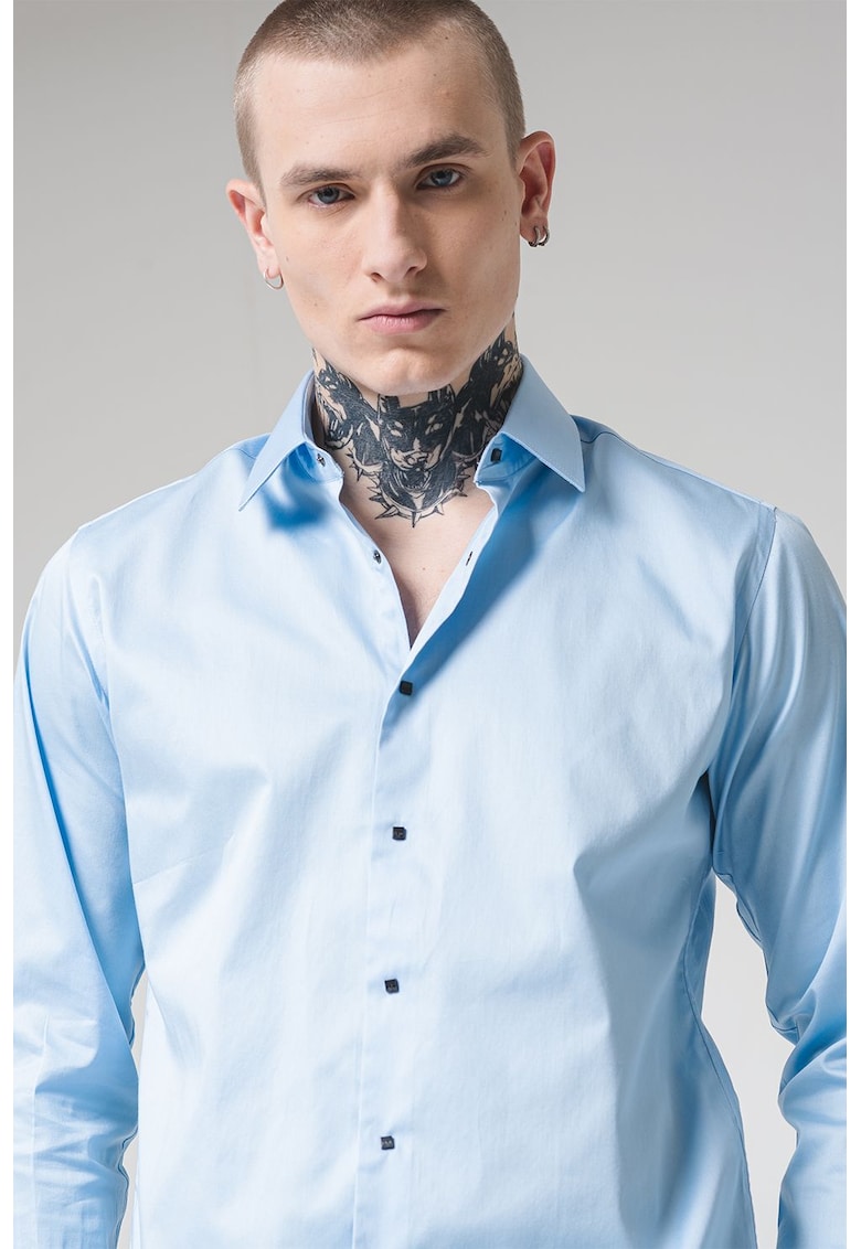 Риза с памук с остра яка Karl Lagerfeld