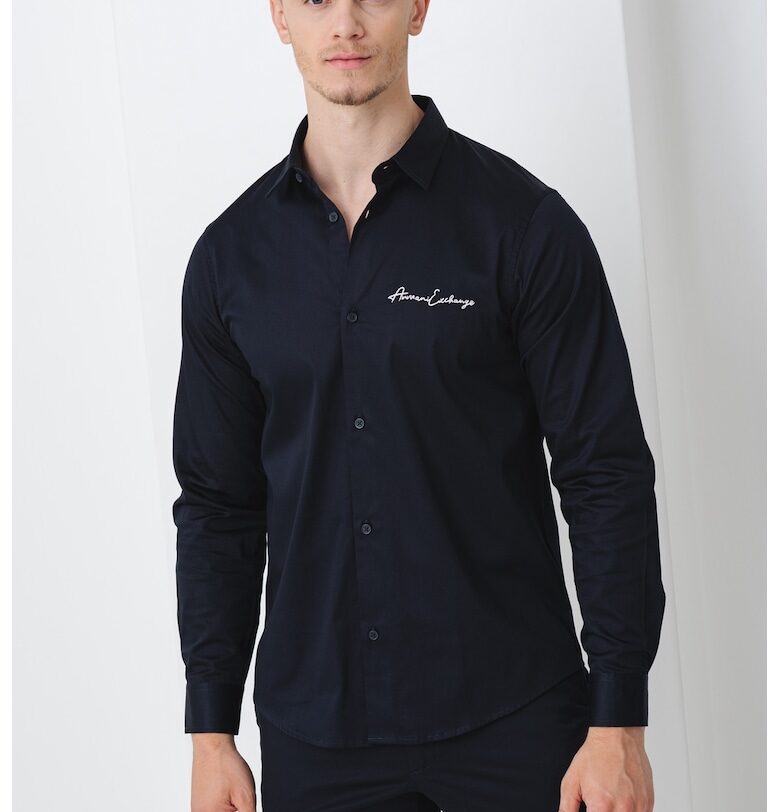 Риза със стандартна кройка и бродирано лого ARMANI EXCHANGE