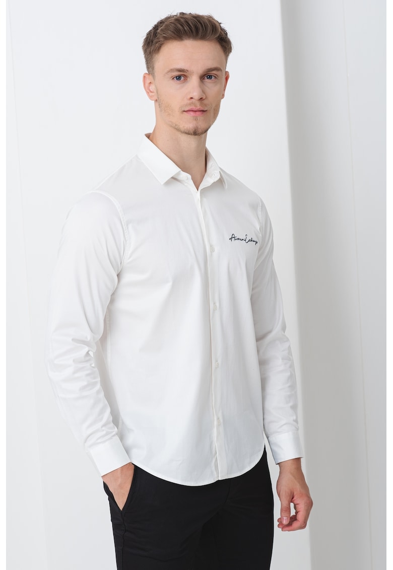 Риза със стандартна кройка и бродирано лого ARMANI EXCHANGE