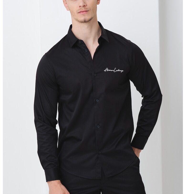 Риза със стандартна кройка и бродирано лого ARMANI EXCHANGE