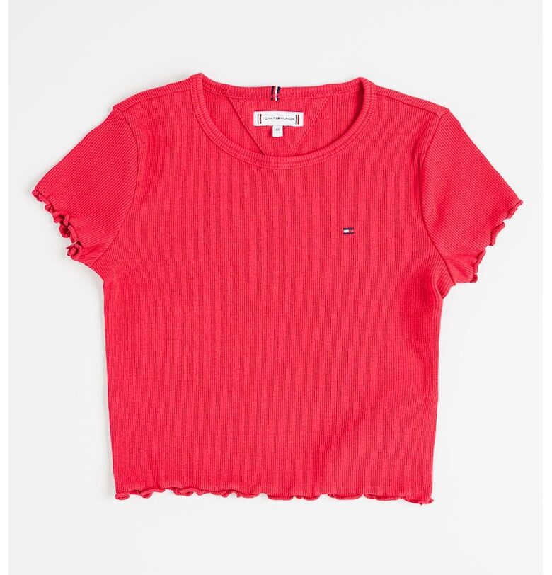 Рипсена памучна тениска с лого Tommy Hilfiger