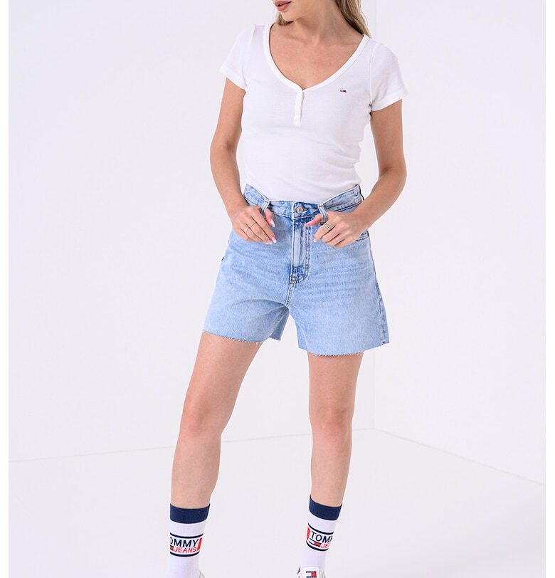 Рипсена тениска с шпиц Tommy Jeans