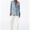 Сако от деним с контрастни шевове TWIST