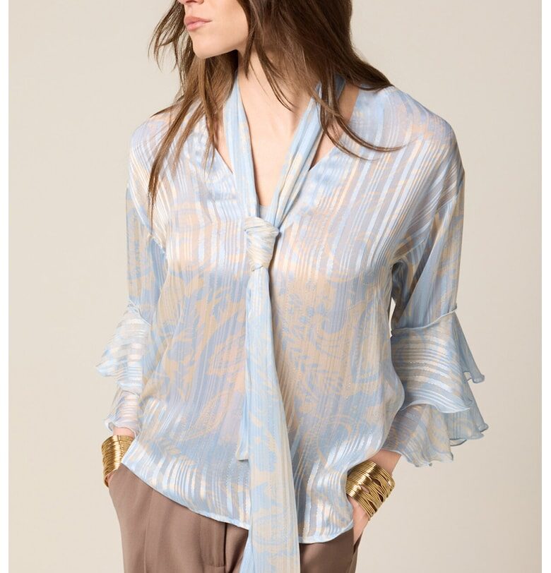 Сатенена блуза с разкроени ръкави Oltre