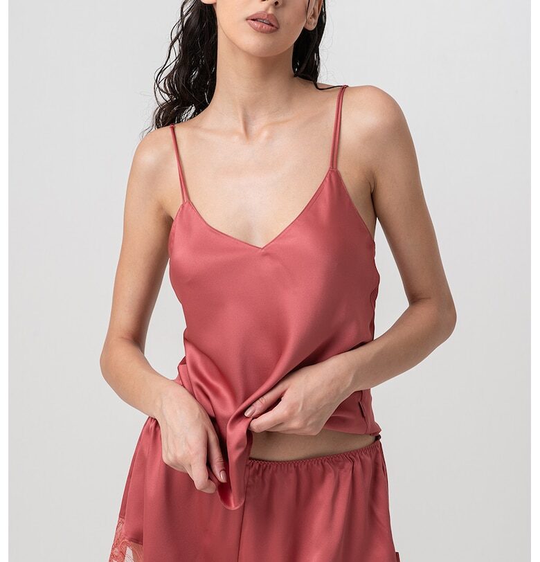 Сатиниран пижамен топ с дантела CALVIN KLEIN