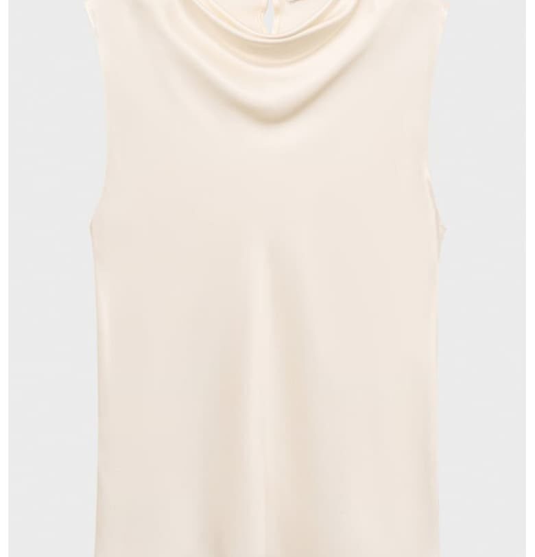 Сатиниран топ с набрано деколте Mango