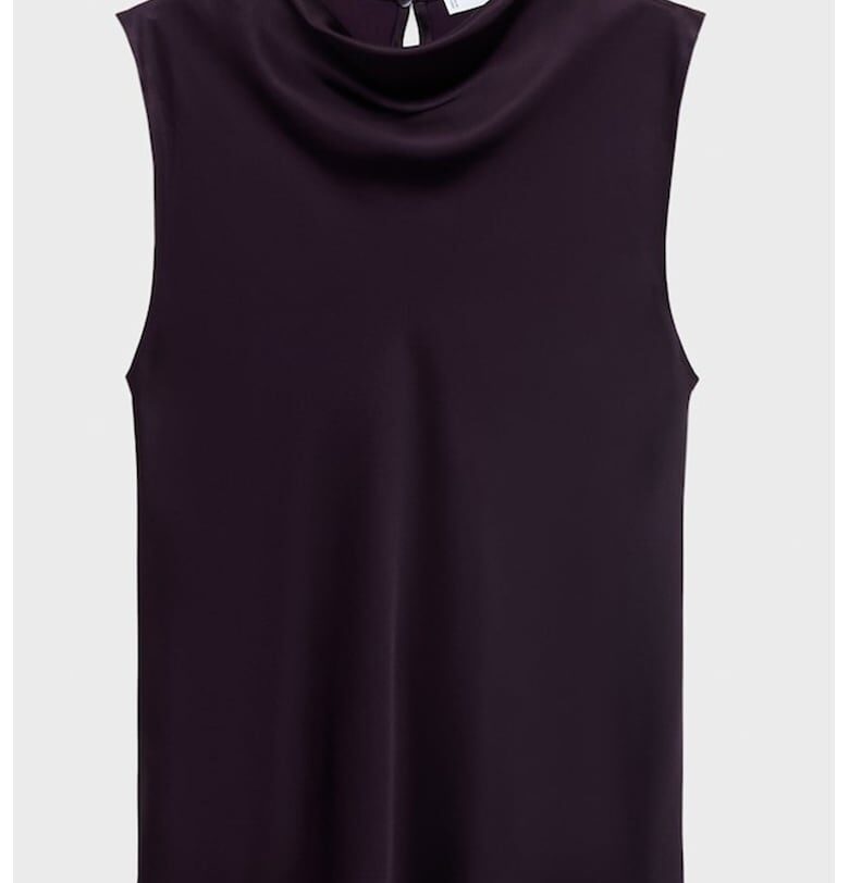 Сатиниран топ с набрано деколте Mango