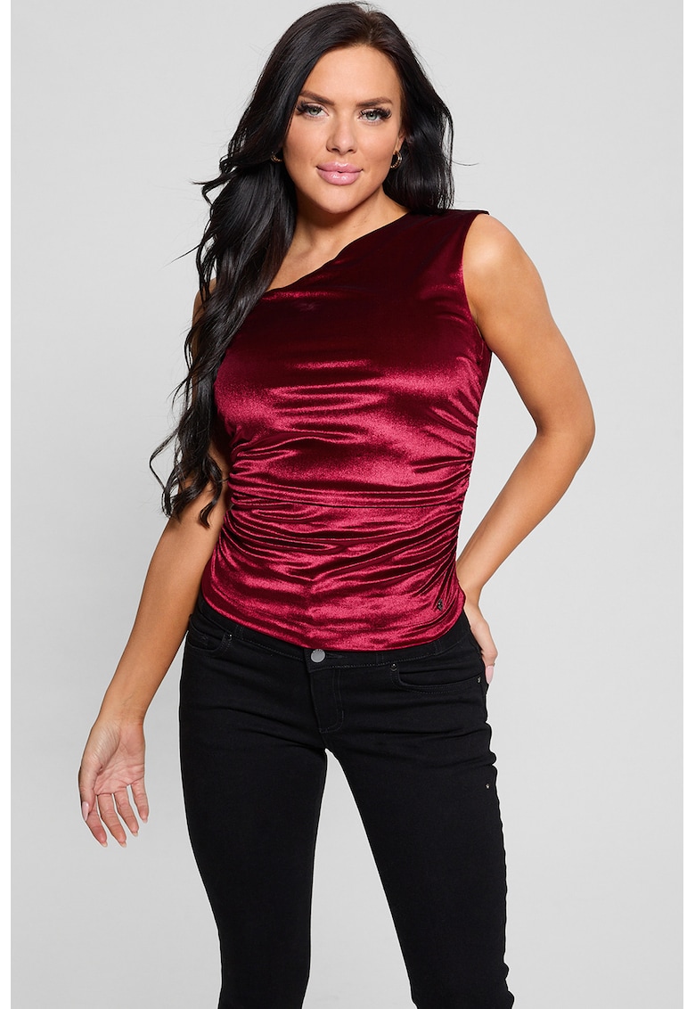 Сатинирана блуза без ръкави GUESS