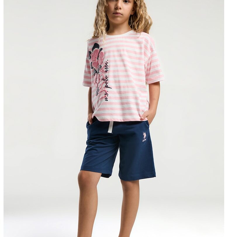 Свободен къс спортен екип с връзка на талията US Polo Assn