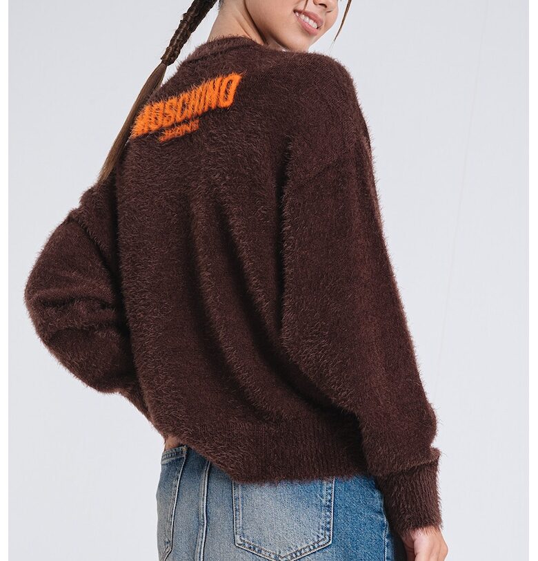 Свободен мъхест пуловер с лого Moschino Jeans