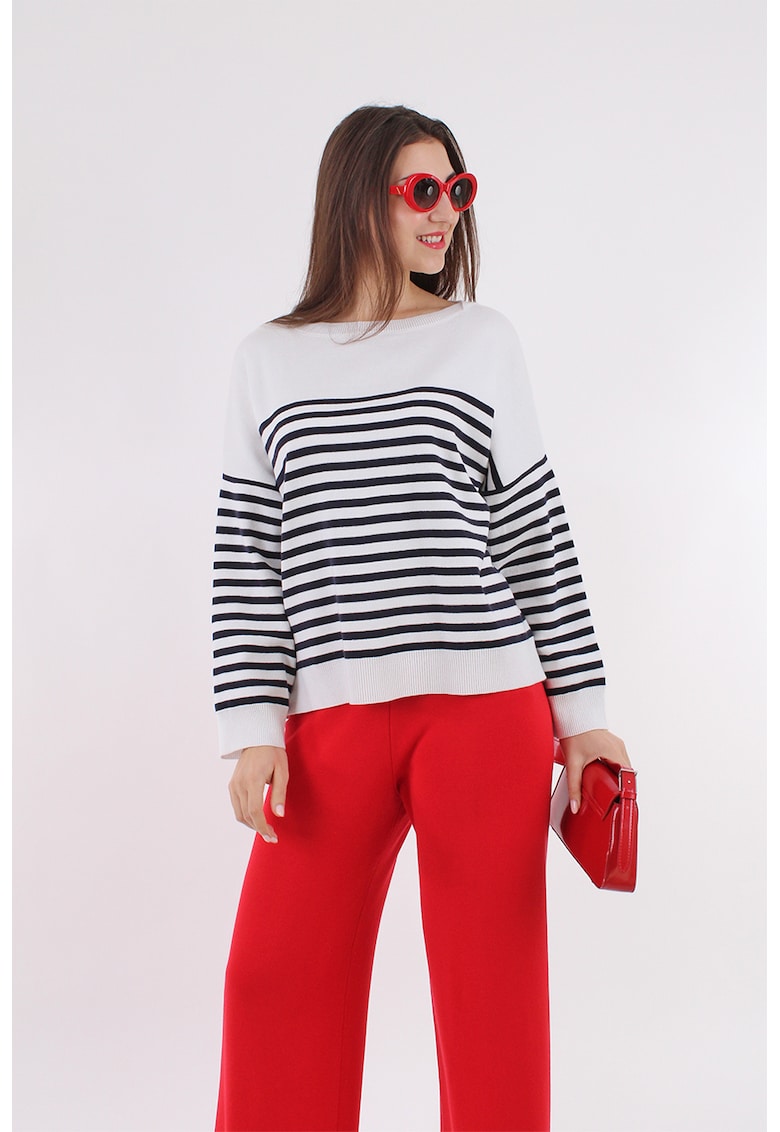 Свободен раиран пуловер с деколте-лодка AMAYA ROS