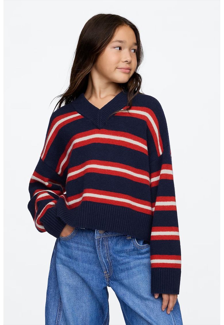 Свободен раиран шпиц пуловер GAP