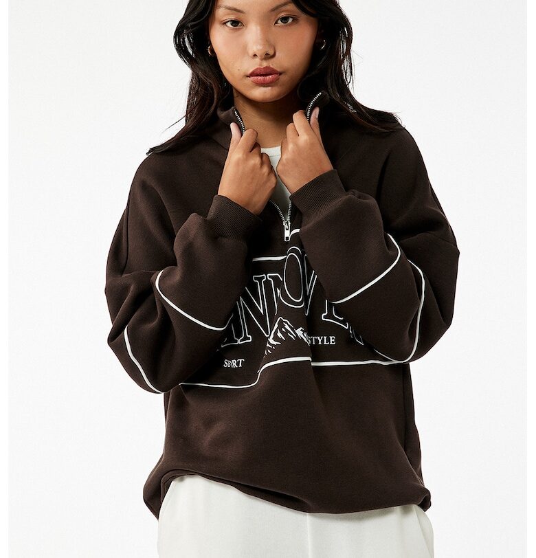 Свободен суитшърт с къс цип KOTON