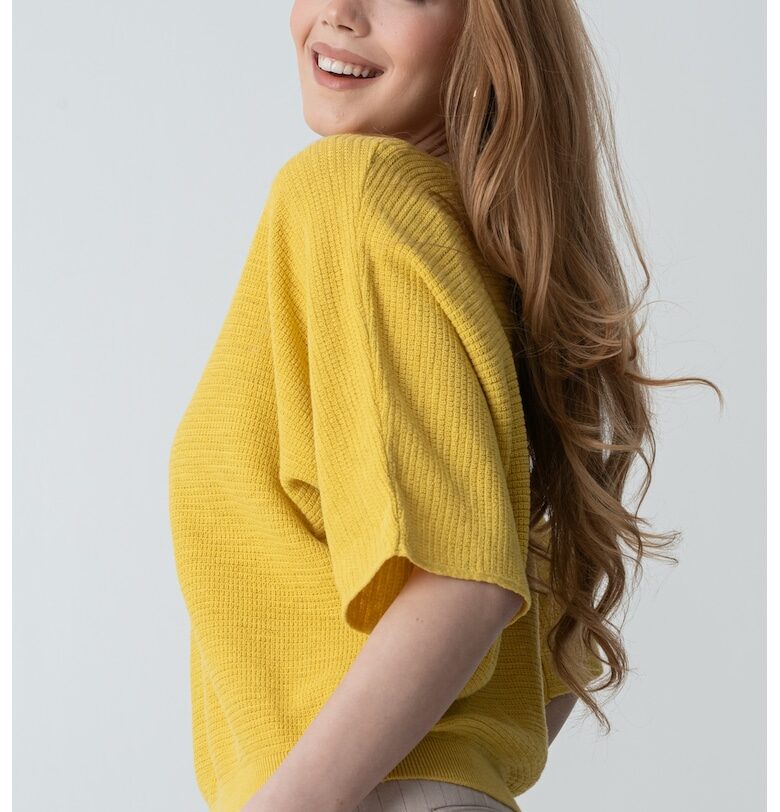 Свободен шпиц пуловер от лен United Colors of Benetton