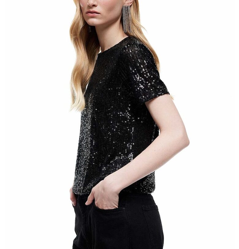 Свободна блуза с овално деколте и пайети KOTON