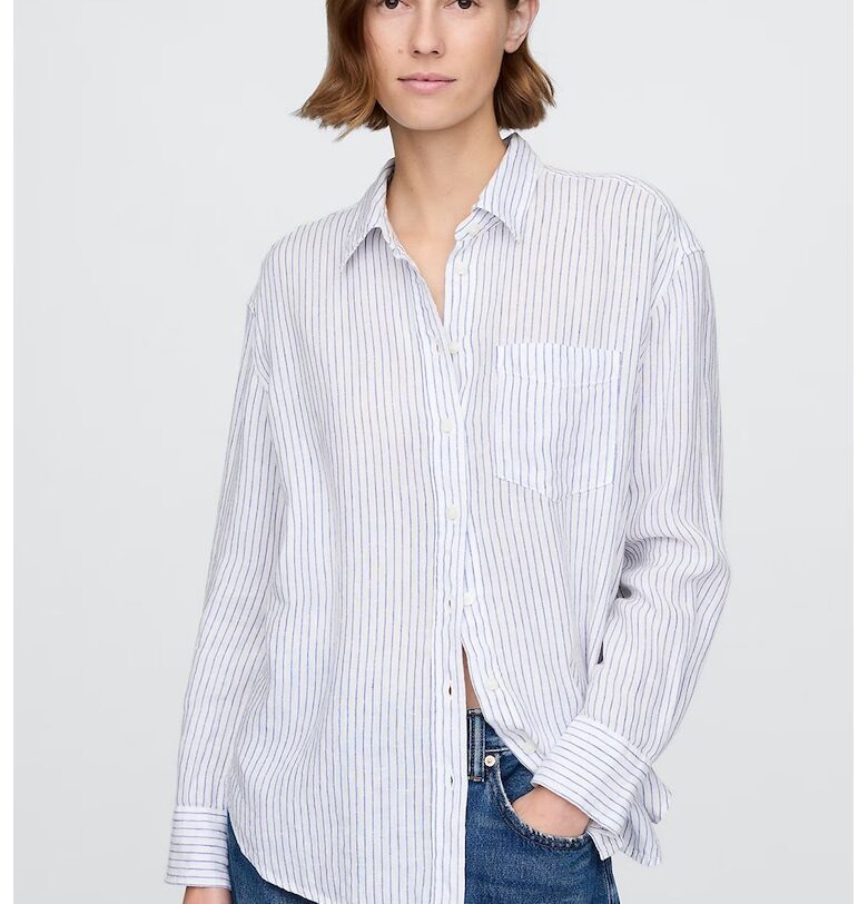 Свободна ленена риза с джоб GAP