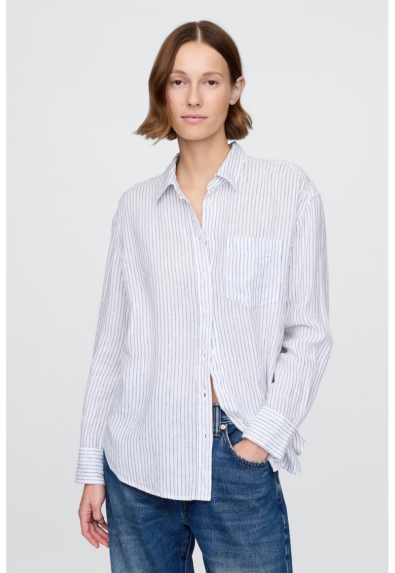 Свободна ленена риза с джоб GAP