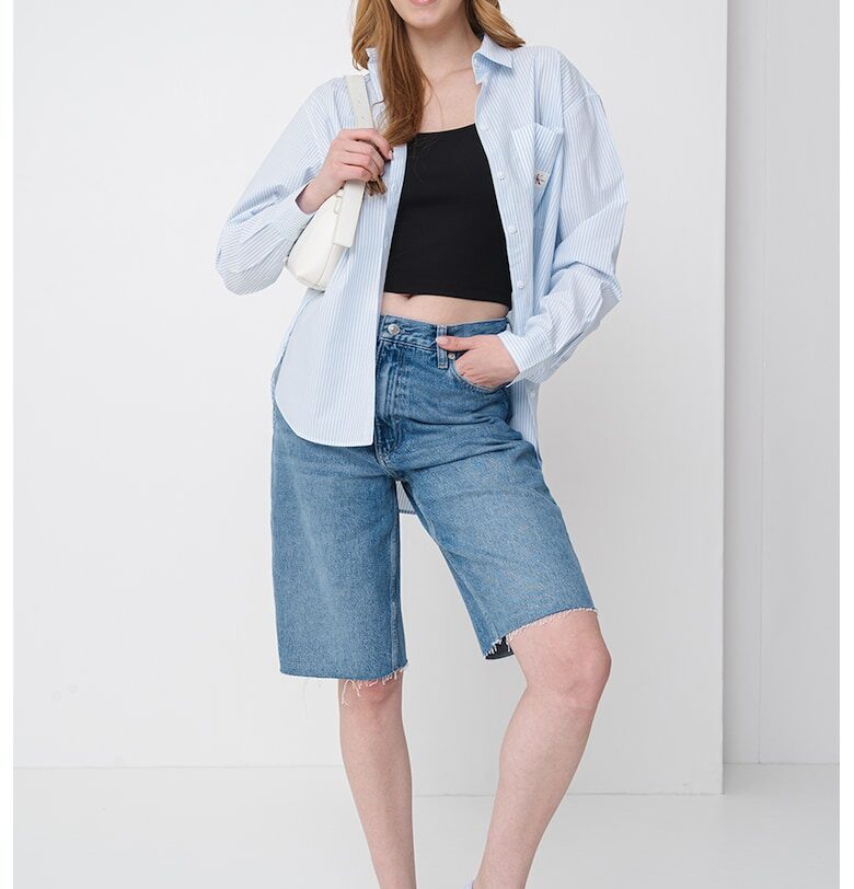 Свободна памучна риза на райе CALVIN KLEIN JEANS